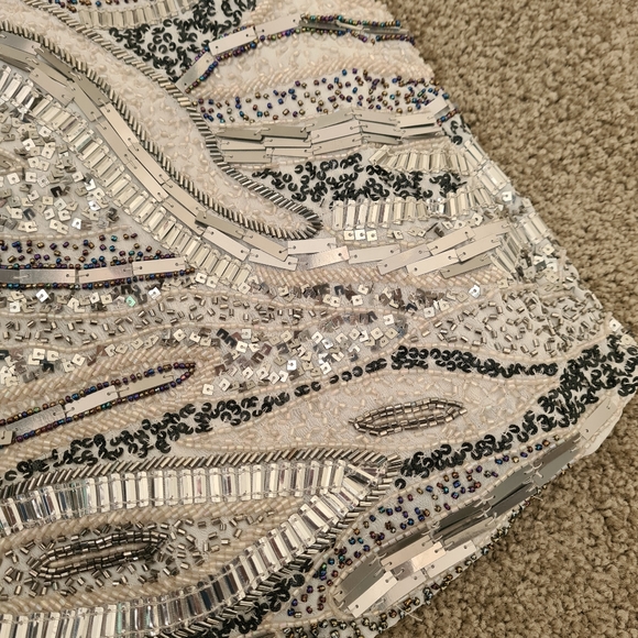 NBD A-line V-neck short/mini sequined party dress with beading size small - Picture 5 of 6